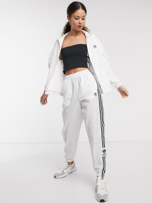 Adidas Originals Adicolor Locked Up Logo Track Pants In White