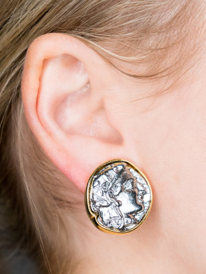 Large Gold & Silver Coin Clip Earrings