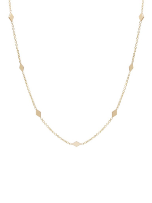 14k 7 Diamond Shape Station Necklace