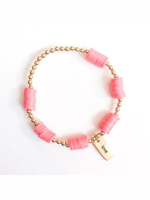 Marli And Lenny Colorblock Gold Bracelet - Pink/love