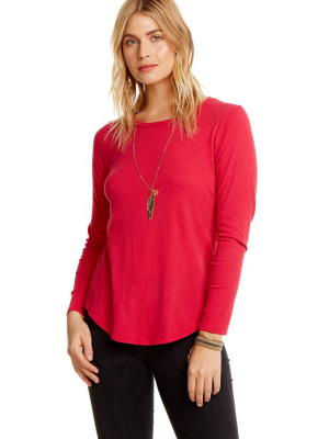 Cotton Basics L/s Crew Neck Seamed Back Shirttail Tee