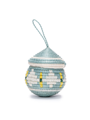 Handwoven Baskets By Blu Silver Blue Easter Egg Shaped Ornament