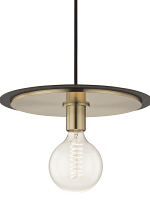 Milo 1 Light Large Pendant - Aged Brass/black