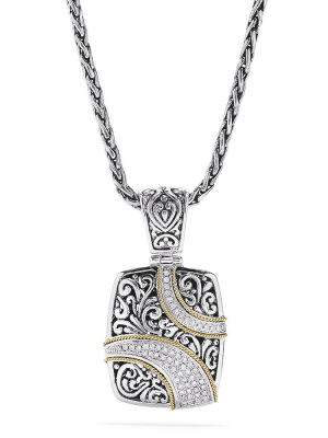 Effy 925 Sterling Silver And 18k Gold Accented Diamond Pendant, 0.28 Tcw