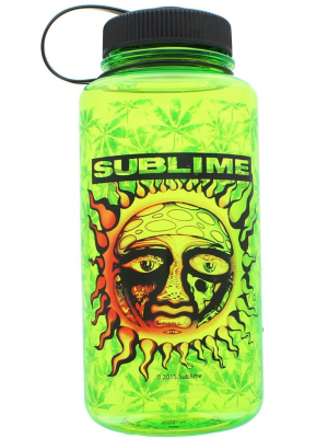 Just Funky Sublime Sun Logo 35oz Green Plastic Water Bottle W Screw Down Lid