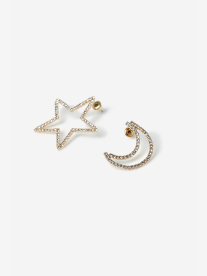 **mismatch Star And Moon Earrings