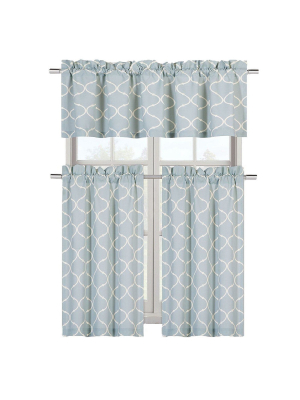 Kate Aurora Shabby Lattice Cotton Blend Kitchen Curtain Tier & Valance Set