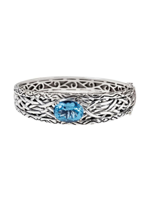 Effy 925 Lagoon Sterling Silver Blue Topaz Bangle, 10.64 Tcw