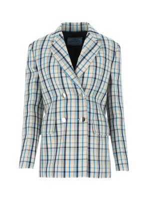 Prada Double Breasted Check Blazer