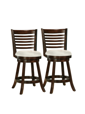 Set Of 2 Counter And Barstools Dark Cappuccino White - Corliving