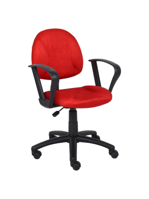 Microfiber Deluxe Posture Chair With Loop Arms Red - Boss Office Products