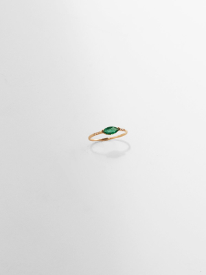 Margot Pave Ring - Emerald 14kt Yellow Gold
