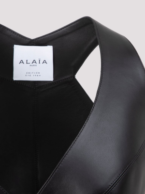 Alaïa Leather Wrap Crop Top