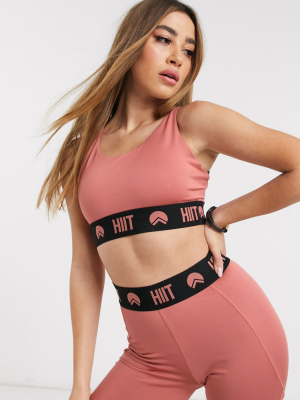 Hiit Bra In Rose Gold With Logo Taping