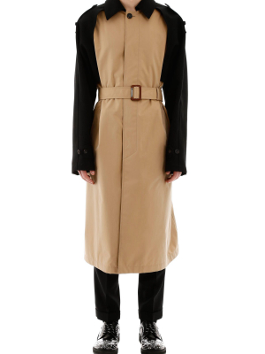 Alexander Mcqueen Belted Two-tone Trench Coat