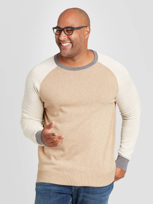 Men's Colorblock Big & Tall Regular Fit Crewneck Sweater - Goodfellow & Co™ Brown