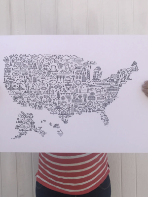Illustrated Map Of America - 18x24