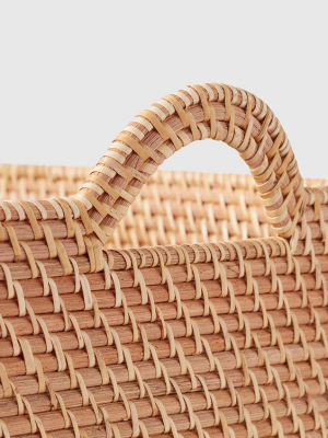 Oversized Woven Rattan Basket With Handles