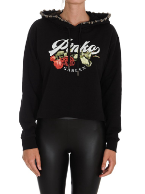 Pinko Logo Detailed Cropped Hoodie