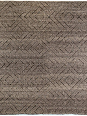 Natural Diamond Patterned Wool Rug