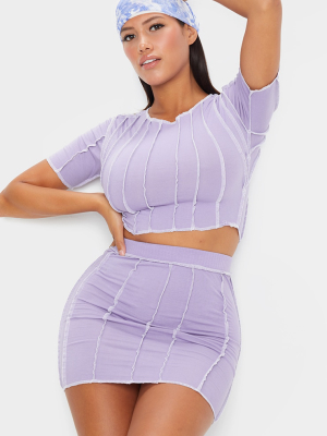 Shape Lilac Contrast Seam Detail Short Sleeve...