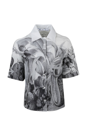 Off-white Botanical Print Short Sleeve Shirt