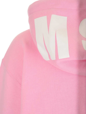 Msgm Logo Printed Drawstring Hoodie