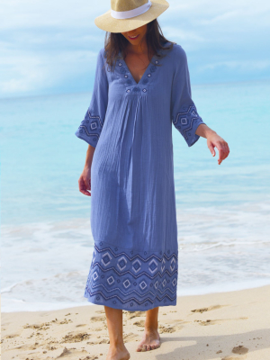 Ali Embroidered Dress | Blue