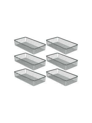 Mdesign Metal Kitchen Cabinet Drawer Organizer Tray, 12.1" Long, 6 Pack