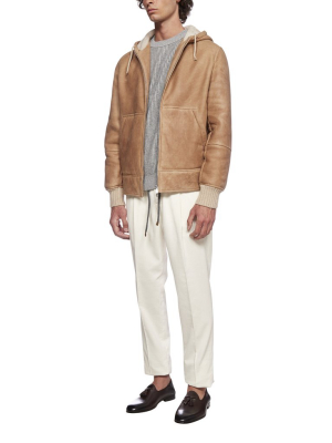 Brunello Cucinelli Hooded Shearling Leather Jacket