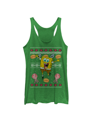 Women's Spongebob Squarepants Ugly Christmas Jellyfish Racerback Tank Top