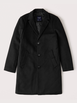 Wool-blend Quilted Lining Topcoat