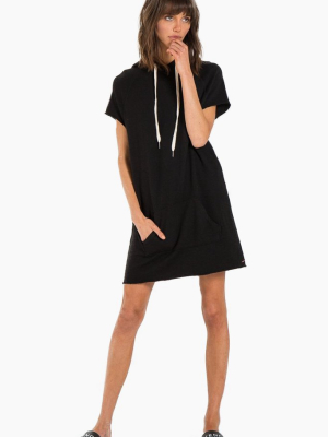 Spades Hoodie Short Sleeve Mini Dress - Black Cat