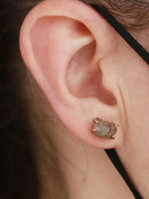 Raw Diamond Nugget Stud Earrings