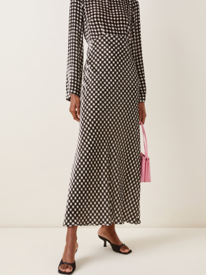 Jane Gingham Silk Vevet Maxi Dress