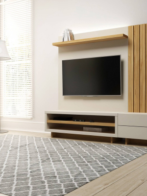 60" Cornwall Right Modular Entertainment Center For Tv Off White/cinnamon - Manhattan Comfort