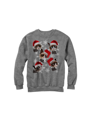 Men's Grumpy Cat Ugly Christmas Snowflake No Sweatshirt