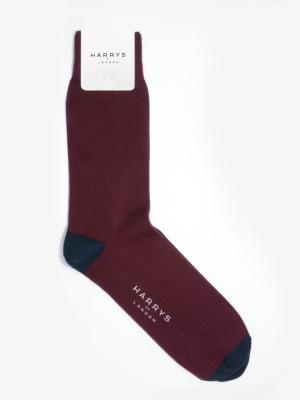 Toe/heel Cotton Burgundy Socks