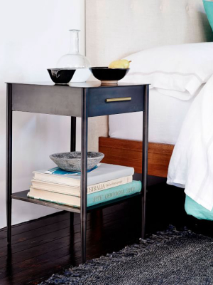 Metalwork Nightstand With Handle - Hot-rolled Steel Finish