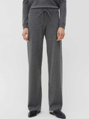 Grey Cashmere Wide-leg Pants