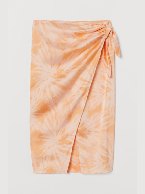Patterned Wrap-front Skirt