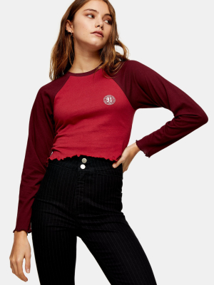 Red Long Sleeve Varsity T-shirt