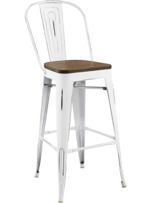 Panora High Backrest Bar Stool White