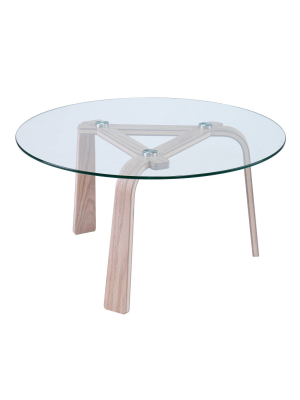 Anwick Round Glass-top Cocktail Table Natural - Holly & Martin