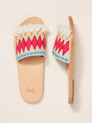 Beek Lovebird Embroidered Slide Sandals