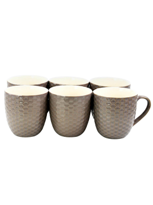 15oz 6pk Stoneware Hexagon Mugs Purple - Elama