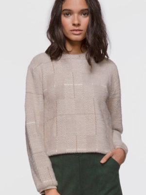 Mallory Herringbone Soft Knit Fuzzy Sweater - Final Sale