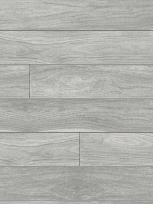 Teak Planks Peel-and-stick Wallpaper In Grey By Nextwall