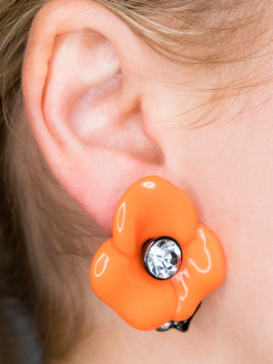 Coral Flower Clip Earrings