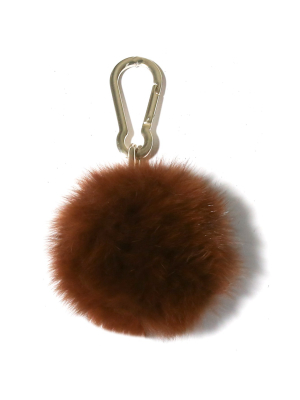 Fox Pompom Keychain In Golden Brown